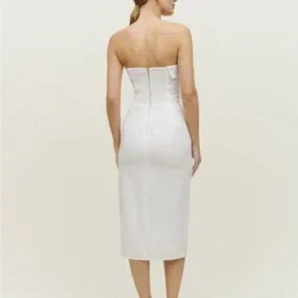 Reformation Marcella Linen White Strapless Midi Dress NWT $278 - Picture 5 of 6